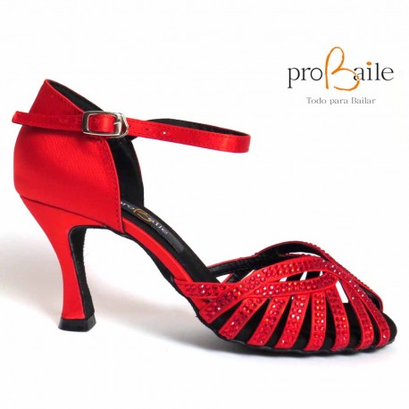 Tiendas de zapatos de baile rojos con strass de gran calidad baratos